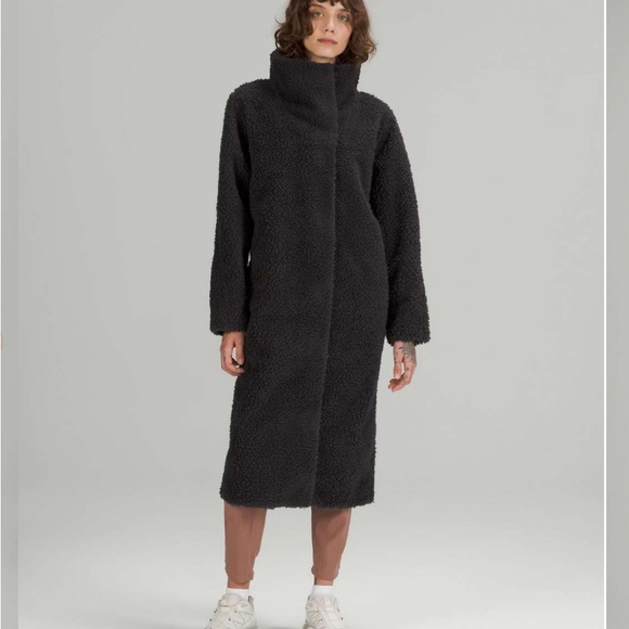 Lululemon Lab Textured Fleece Funnelneck Coat Black 4